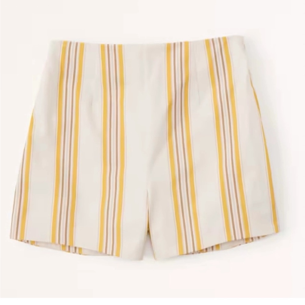Abercrombie and Fitch yellow beige striped cotton high rise shorts XS NWT